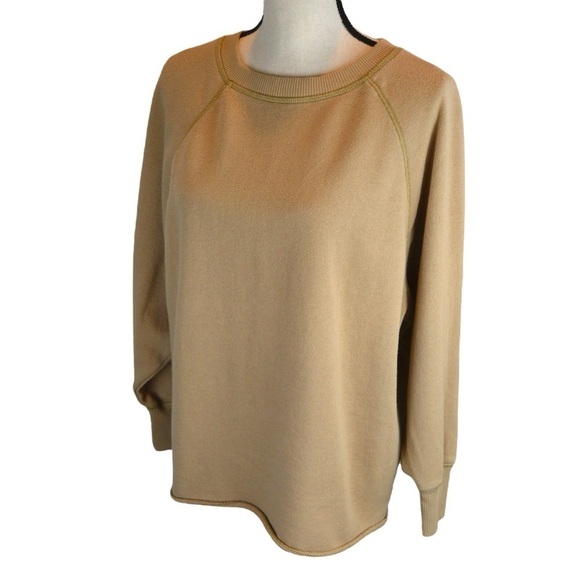 Aerie Oversized French Terry Crew Neck Sweatshirt, Toasted Almond Color Size XS - Picture 2 of 12